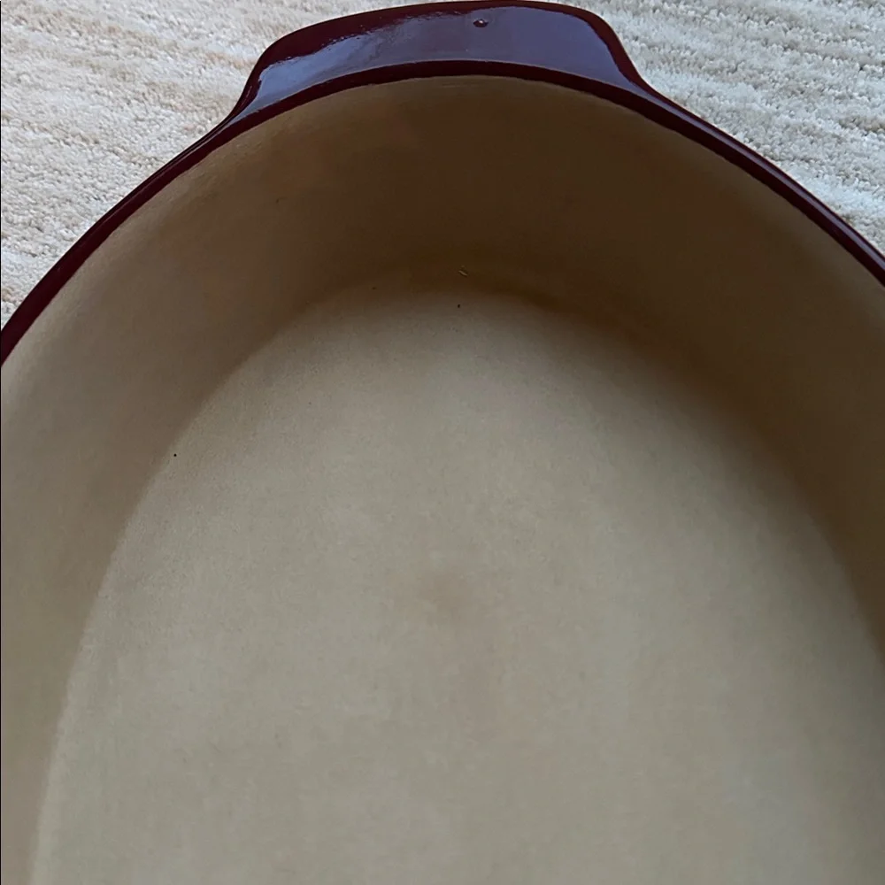 Like New PAMPERED CHEF Family Tradition Stoneware Oval Baker Casserole Cranberry